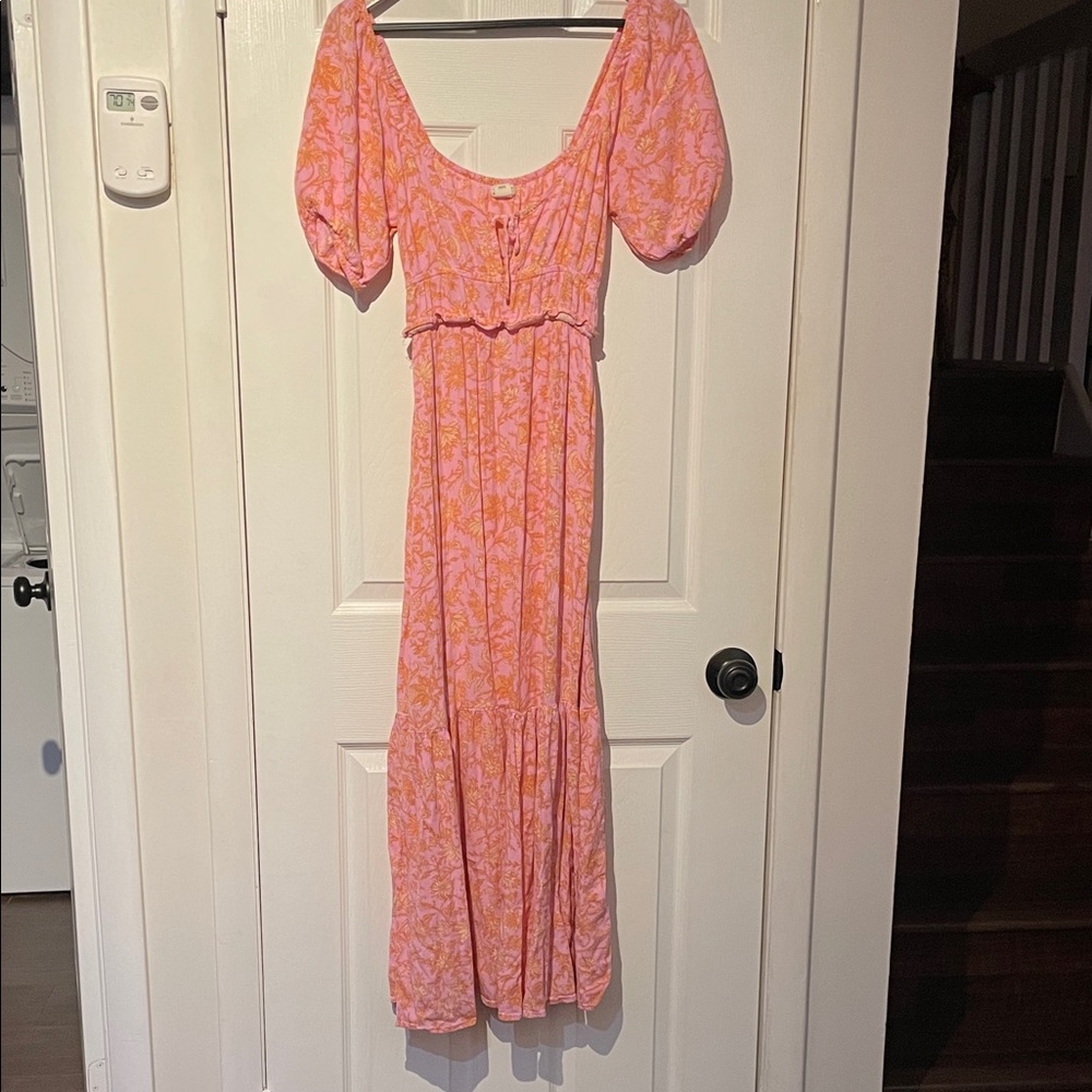 Billabong Pink and Orange Midi Dress Size M